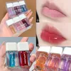 7 가지 색상 작은 정사각형 립 오일 투명 립글로스 보습 거울 유약 립스틱 입술 광택 메이크업 화장품 대량
