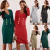 Abiti casual Donna Maglione lavorato a maglia sexy Abito aderente Scollo a V da donna Manica lunga Verde Nero Vita Elegante abito midi solido Abbigliamento Casual