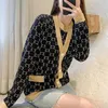 여자 스웨터 새로운 럭셔리 디자이너 덩크 토트 여성 꿀벌 꿀벌 자수 니트 v- 넥 풀오버 스웨터 드레스 점퍼 자켓