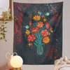 Tapisserie psychédélique ciel étoilé fleur plante décoration murale tapis Hippie Boho décor à la maison murale Tapiz J220804