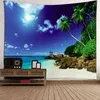 Montagne Tapisserie Forêt Arbre Coucher De Soleil Nature Paysage Tenture Murale Pour Chambre Tapis Boho Décoration Décor À La Maison J220804