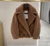 1951 Letter MM Teddy fabric jacket Alpaca Fur Women Coats Short style Lapel Neck Button Cashmere Lining biker-style jackets