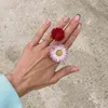 Pierścienie dla kobiet 925 srebrne hurtowe popularne niebieskie kryształowe złote serce kwiat kwiat przyjęcie weselne różowe złoto biżuteria