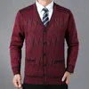 Hommes Vestes Hommes Laine cachemire Caridgan Tricots Noir Chameau Rouge Losanges Motif Épaissir Polaire Col En V Chaud Chandails Automne Début Hiver LL220826