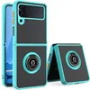 Phone Cases For Samsung Z FLIP 3 4 With Translucent Matte Ring Kickstand Holder Stand Hand PC Back and Soft Silicone Edge Slim Drop Protective Cover