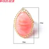 WOJIAER Fluorite Irregular Natural Stone Ring White Crystal Gold Color Wire Wrap for Women Braided Trendy Gem Creative Finger Jewelry BO989