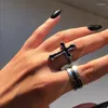 Dangle Earrings & Chandelier PUNK Black Big Cross Open Ring For Women Party Jewelry Men Trendy Gothic Metal Finger Gifts WholesaleDangle