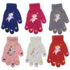 Fashion Kids Break Gloves Cartoon Unicorn Car Gedrukte handschoen Kinderen jongens meisjes warme wanten voor studenten rijden op volle vingerbreien wanten Kerstmis