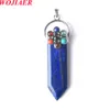 Wojiaer Natural Turquoise Stone Pendant 7 Chakra Gems Point Sword Fashion Sieraden Accessoires Gift BO983
