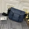 Bags Christopher Messenger Navy azul Taurillon Leather Look Designer Backpack Envelope Pack Christophers