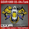 OEM Fairings & Tank For SUZUKI GSXR-1000 K 3 GSX R1000 GSXR 1000 CC 03-04 Body 147No.9 1000CC GSXR1000 K3 03 04 GSX-R1000 2003 2004 Injection mold Fairing kit yellow stock