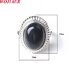 WOJIAER Women Girl Finger Rings Oval Natural Stone Cabochon Mookaite Jasper Onyx Rhodochrosite Resizable Wedding Ring BZ911