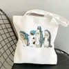 Einkaufstaschen mit hoher Kapazit￤t Leinwand Schulter Frau Kawaii Katzen Cartoon Manga -Einkaufstasche Strandk￤ufer Handtaschen -Shoping