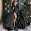 Casual Kleider 2022 Frauen Elegante Party Hochzeit Lange Dame Chic Satin Sexy V-ausschnitt Rock Schwanz Einfarbig Abendkleid