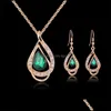 Earrings Necklace Bridesmaid Jewelry Set Solid Gold Australian Crystal Indian Jewellery Party Drop Delivery 2021 Sets Sport1 Dhghi