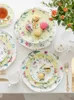 England Style Luxury Coffee and Tea Sets Bone China European Afternoon Tea Cups Set Exquisite 3-Layer Fruit Tray