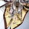 100% Silk Scarf Women Square Shawl Hair Wrap Sunscreen Cape Yellow 90CM