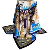 100% Silk Scarf Shawl Wraps Large Square Cape Accessories Robot pattern 110CM