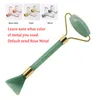 JD018 Rose Quartz Pink Facial Roller Massager Dongling Green Jade Roller med ansiktsmaskskrapa Svetsad Integrerad Mute Metal