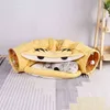 Cat Beds furniture Foldable Cat Bed House Interactive Cat Tunnel Toys Drill Pipe Channel Shell Tube Kitten Cave With Balls Cushion Cats Accessories L220826