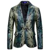 Erkekler Suits Blazers Yüksek Kaliteli Erkekler Neptün Balık Ölçeği Baskı Blazer Erkeklik İnce Bir Düğmesi Blazer Ceket Partisi Sahne Elbisesi 220826
