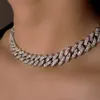 Designers halsband kubanska länk guldkedjekedjor 15 mm mikro pave prong kubanska kedja halsband mode hiphop full isad rhinestones