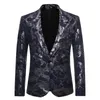 M￤ns kostymer blazers m￤n mode stil blommor kostymer blazers avslappnad glansig stampning tryckt singel knapp mens br￶llop smal passform jacka 220826