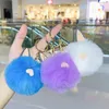 Mode mignon en peluche pompon chat oreille porte-clés moelleux lapin boule de fourrure Animal porte-clés accessoires bibelot voiture sac pendentif bijoux