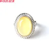 WOJIAER Women Girl Finger Rings Oval Natural Stone Cabochon Mookaite Jasper Onyx Rhodochrosite Resizable Wedding Ring BZ911