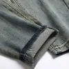 2022 rétro bleu hommes imprimé perle jean décontracté mince coton pantalon taille moyenne Stretch Denim pantalon printemps automne plafones