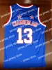 Jerseys de basquete Harlem Globetrotters 13 Wilt Chamberlain College Basketball Jersey Blue vintage All Stitched Size S-3xl