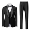 Herrdräkter blazers män mariage färgblock krage kostymer jacka byxor i västmästare manliga affärer casual bröllop blazers kappa västbyxor 3 stycken set 220826