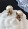 Vintage Abeilles Boucles D'oreilles Goujons Mode Abeille Retour Perle Boucle D'oreille Marque De Luxe Bijoux De Haute Qualité Avoir Des Timbres pour Dame Femmes Fête Amoureux De Mariage Cadeau De Fiançailles