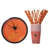 Décoration de fête Halloween Spider Pumpkin Sorcière Vaisselle jetable Assiettes en papier Tasses Pailles Décoration Ballon Fournitures 220826