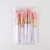 Portable 10pcs Makeup Brush Kit Marble Pattern Holder Fashion Cosmetic Brushes Tools with PU Leather Bag