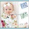Hårtillbehör Newbaby Swaddle Wraps Floral Print Baby Filtar Spädbarn överdimensionerad filt Super Soft Lovey 6 Designs 80cm Drop Deliv Dhwas