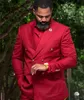 Rote Herrenanzüge Slim Fit Trauzeugen Hochzeit Smoking Zweireihiger Designer-Blazer in Übergröße Formeller Anzug mit Jacke und Hose