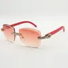 XL Diamond Sunglasses Frame 3524028-1 com madeira de cor natural e lentes de corte transparente de 58 mm