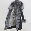 Женский мех водонепроницаемый X-Long Parka Real Coat Winter Jacket Женский еновый еновый капюшон