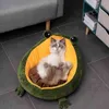 Cat Beds furniture Shuangmao Pet Dog Bed House For s Indoor Warm Frog Small Sleep Mat Kitten Kennel Cute Nest Soft Supplies L220826