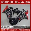 OEM-kuipen Tank voor Suzuki GSXR-1000 K 3 GSX R1000 GSXR 1000 CC 03-04 Body 147no.11 1000cc GSXR1000 K3 03 04 GSX-R1000 2003 2004 Injectie Mold Keer Kit Kit Red Stock BLK