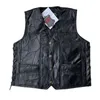 Men's Vests Four Seasons Sleeveless Jacket Leather Men Motorcycle Vest Embroidery Sheepskin Splicing Biker Waistcoat Male Classic Retro 220826