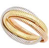 Collane con ciondolo Trio di moda Bracciale flessibile in acciaio inossidabile placcato oro 18 carati Bracciale impilabile ad incastro elasticizzato Triple Ban5311588