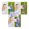 12/16/20oz Sublimation Tumblers Clear Double Wall Pre-drilled Snow Globe Glass Can Cups Beer Drinking Water Bottle With Bamboo Lid And Reusable Straw