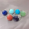 Natural Stone Rings Tiger's Eye Turquoise Lapis Pink Quartz Amethyst Opal Crystal Finger Ring for Women Jewelry