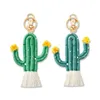 Creative Cactus Porte-clés Femmes Mignon Accessoires Pour Sac À Dos Vert Tissé Cactus Porte-clés Fleur Bracelet