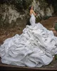 Robe de mariée sirène Vintage à volants en cascade, asymétrique épaule dénudée, manches longues, avec des Appliques en dentelle 3D