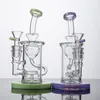 Cali Bee Showerhead Perc Hoockahs Klein Recycler Dab Rigs 6 인치 14mm 암컷 두꺼운 Pyrex Glass Bogg Bowl Green Purple Smoking Pipes Water Pipes 담배 도구