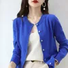 Suéter de piel sintética para mujer, cárdigan de lana con cuello redondo, Base de punto, Color sólido, versión coreana, chaqueta suelta, precio especial 220826