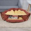 Cat Beds furniture Foldable Cat Bed House Interactive Cat Tunnel Toys Drill Pipe Channel Shell Tube Kitten Cave With Balls Cushion Cats Accessories L220826